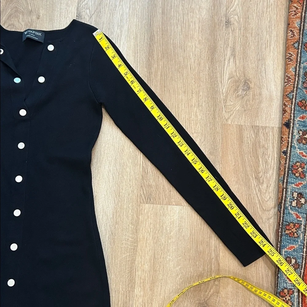 MINKPINK Isabel whimisigoth Black Long Sleeve Knit Dress - Picture 7 of 8